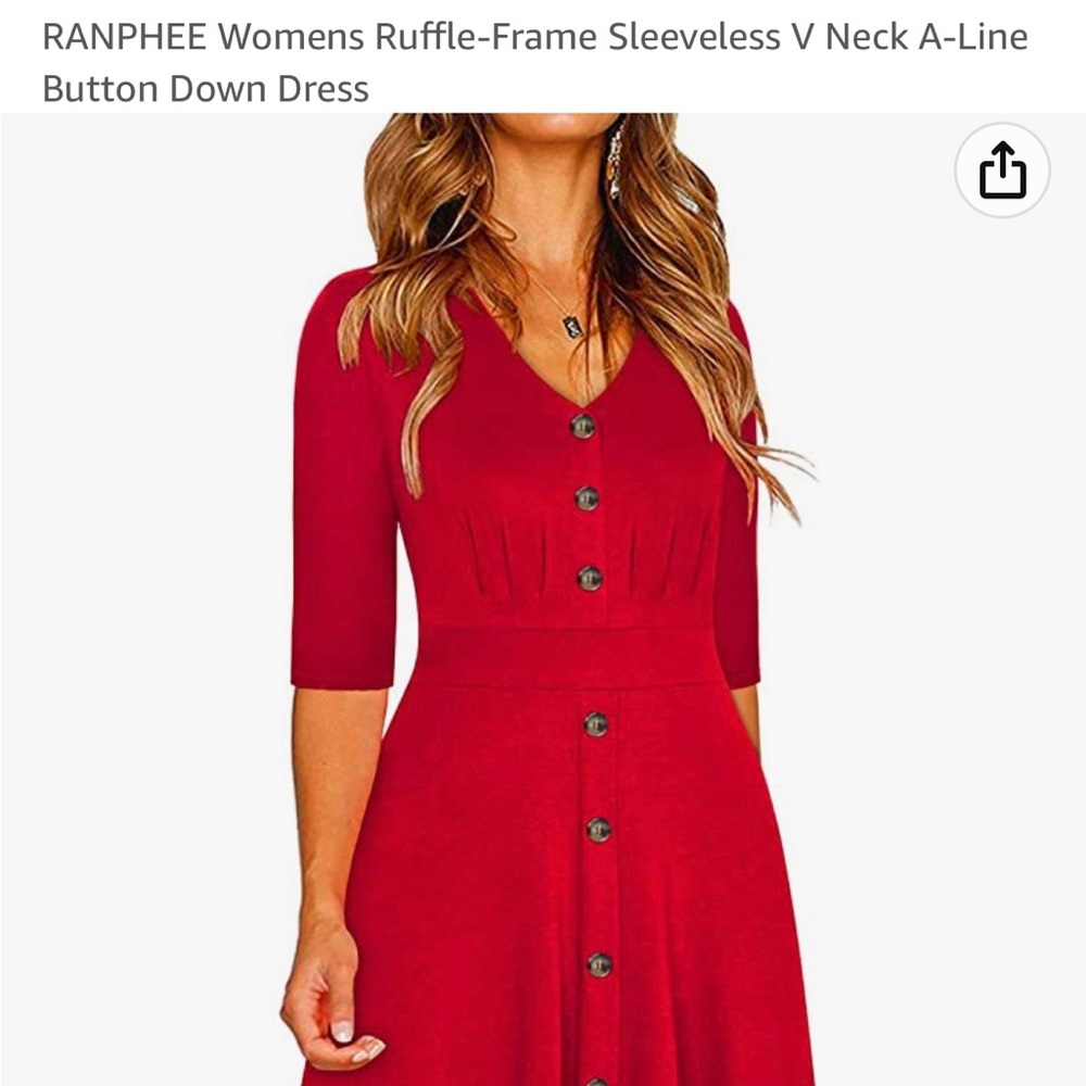 Red 3/4 length sleeve dress